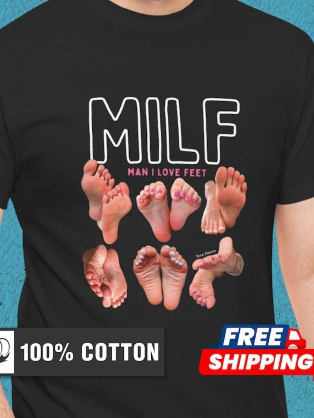 Funny 'Man I Love Feet' Parody Shirt, Gag Gift Graphic Tee